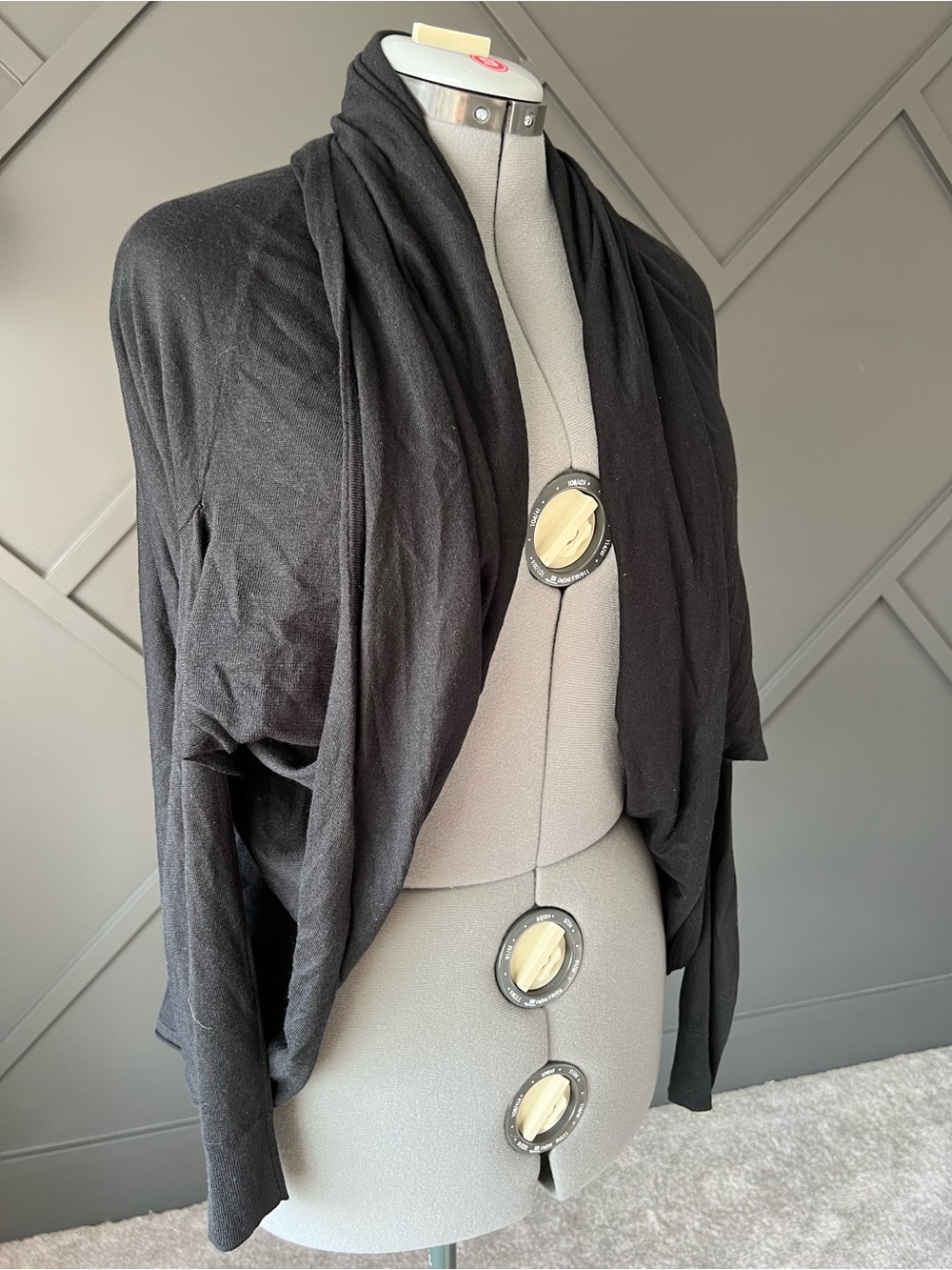 Ralph Lauren Black Draped Open-Front Shrug